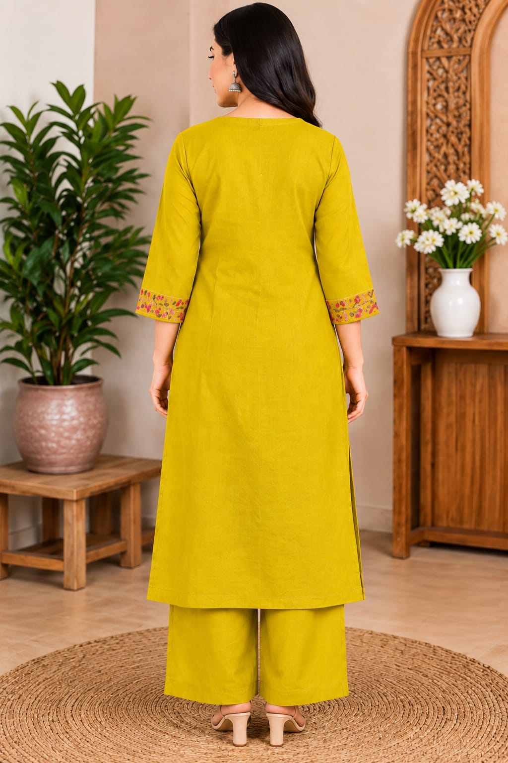 Yellow Kali  Kurta Set with Pant & Dupatta