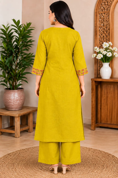 Yellow Kali  Kurta Set with Pant & Dupatta