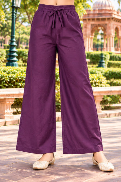 Purple  Embroidered Kurta Set with Pants & Dupatta